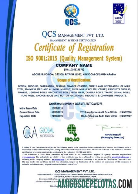 Certificado de registro da Arábia Saudita em branco, modelo Word e PDF, versão 2